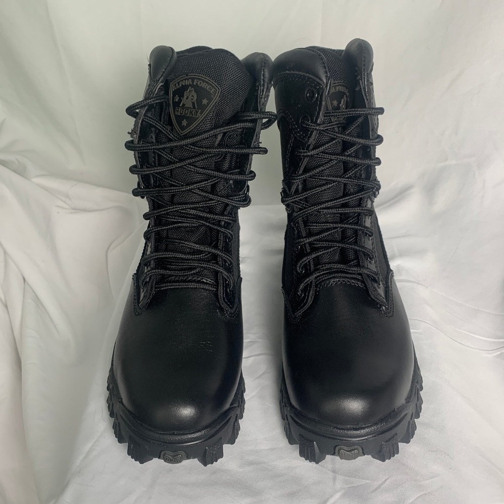 Rocky Alpha Force Men's Size 7.5 M Black Waterproof Leather Tactical Work Boots